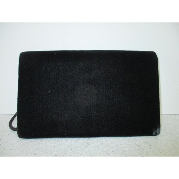 *Vintage Carolyne Barton Black Velvet Rhinestone Bow Evening Wristlet Clutch Bag - Picture 2 of 7